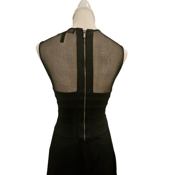 BCBGMAXAZRIA ALAI Black Sheer Chiffon Illusion Waist Maxi Dress Evening Gown XS - Picture 6 of 11